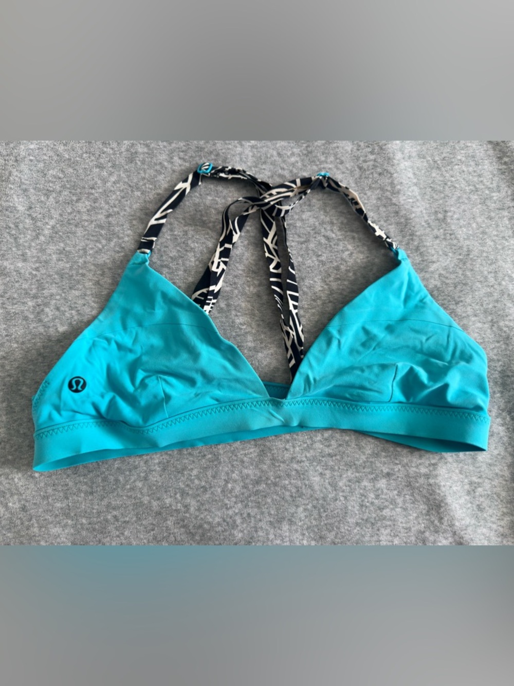 Lululemon Teal Triangle Sports Bra with Printed Straps
